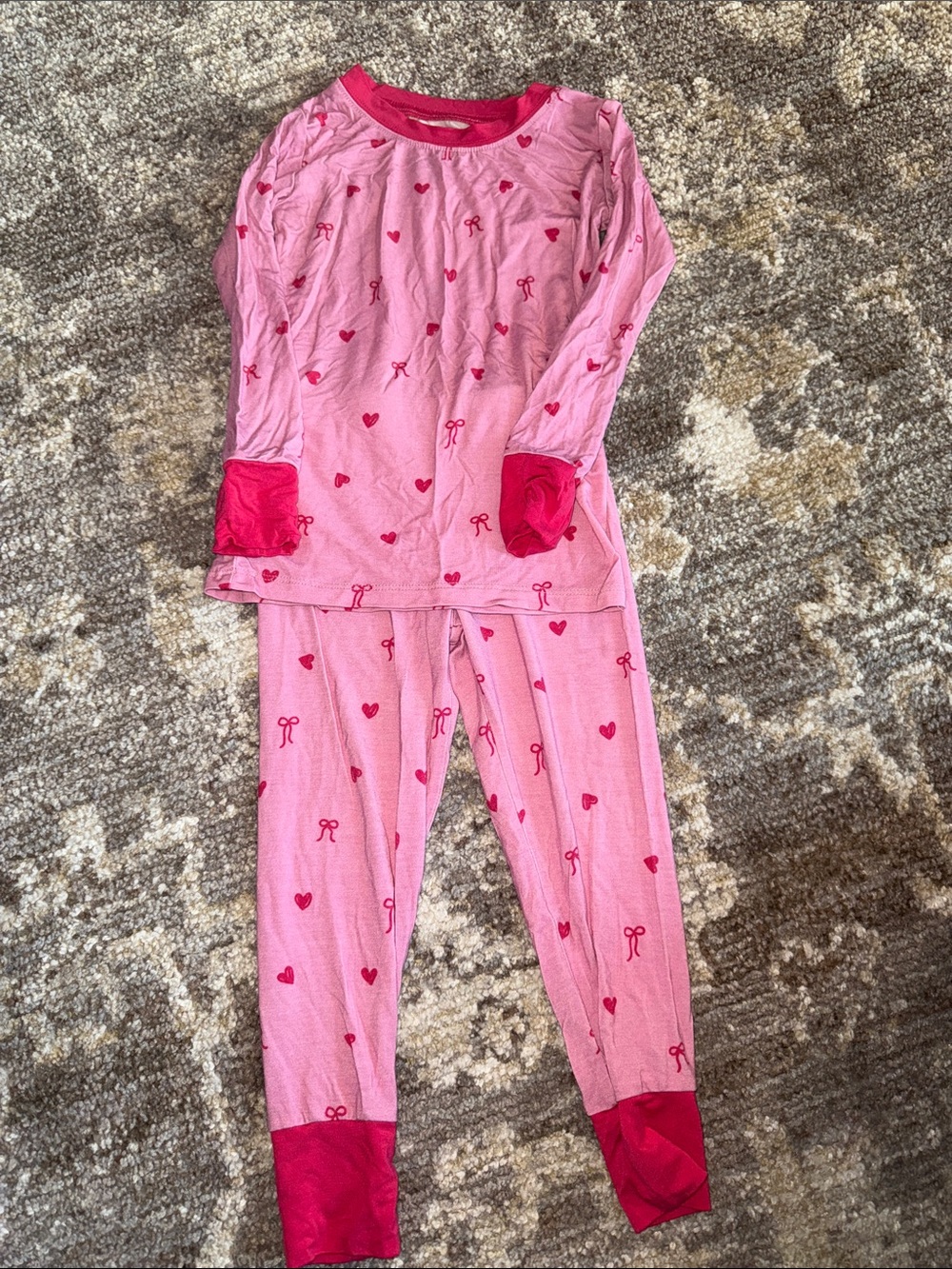 In my jammers pink heart bow bamboo